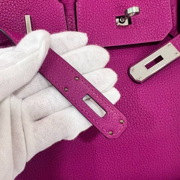 100% Authentic Hermès Birkin 30 in Rose Pourpre Togo with PHW Stamp A - Picture 11 of 14